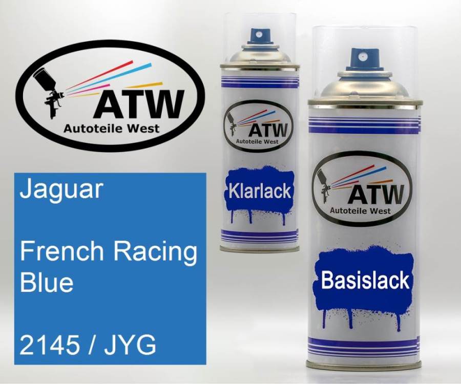 Jaguar, French Racing Blue, 2145 / JYG: 400ml Sprühdose + 400ml Klarlack - Set, von ATW Autoteile West.